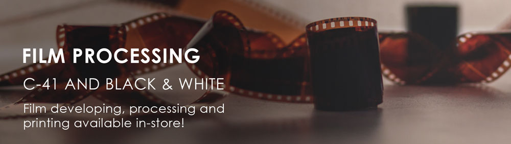 Colour and black and white film processing. Filmd eveloping, processing and printing available in-store!