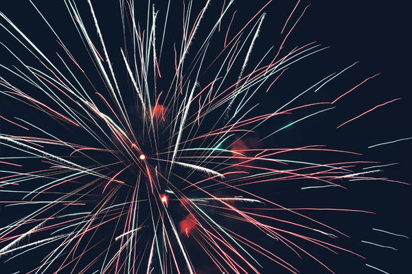 close up of a bright firework exploding